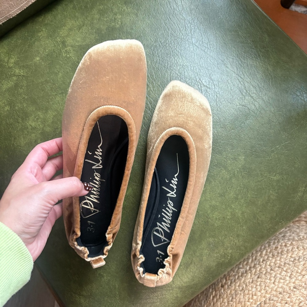 Phillip Lim 3.1 Stretch Back Ballet velvet gold Flats size 39